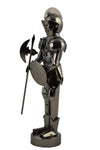 11" Polished Metal Knight Statue Holding Battle Axe