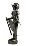 11" Polished Metal Knight Statue Holding Sword