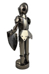 11" Polished Metal Knight Statue Holding Sword