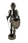 11" Polished Metal Knight Statue Holding Sword