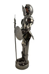 11" Polished Metal Knight Statue Holding Spear