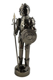 11" Polished Metal Knight Statue Holding Spear