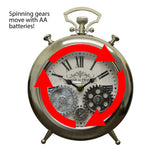 Silver Stopwatch Style Skeleton Table Clock