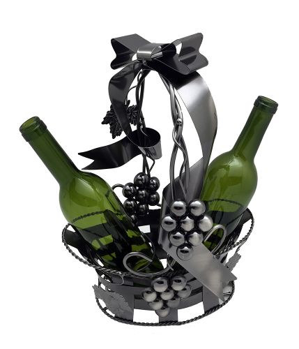 Metal Grape Basket 2 Bottle Wine Bottle Holder ImportedGiftDepot